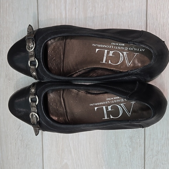 AGL Attilio Giusti Leombruni Women's Black Ballet Flats Leather Shoes 38/8 - Picture 7 of 14